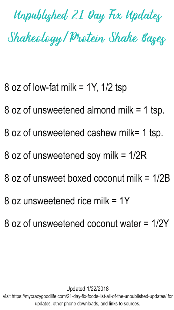 If you're struggling to find the Unpublished 21 Day Fix foods list updates, I've got them! I've searched the YouTube videos, the Facebook Live videos, and the blogs to bring it to you. Here are the updates (and free downloads) of the new 21 day fix treat swap options, Shakeology bases, and more!