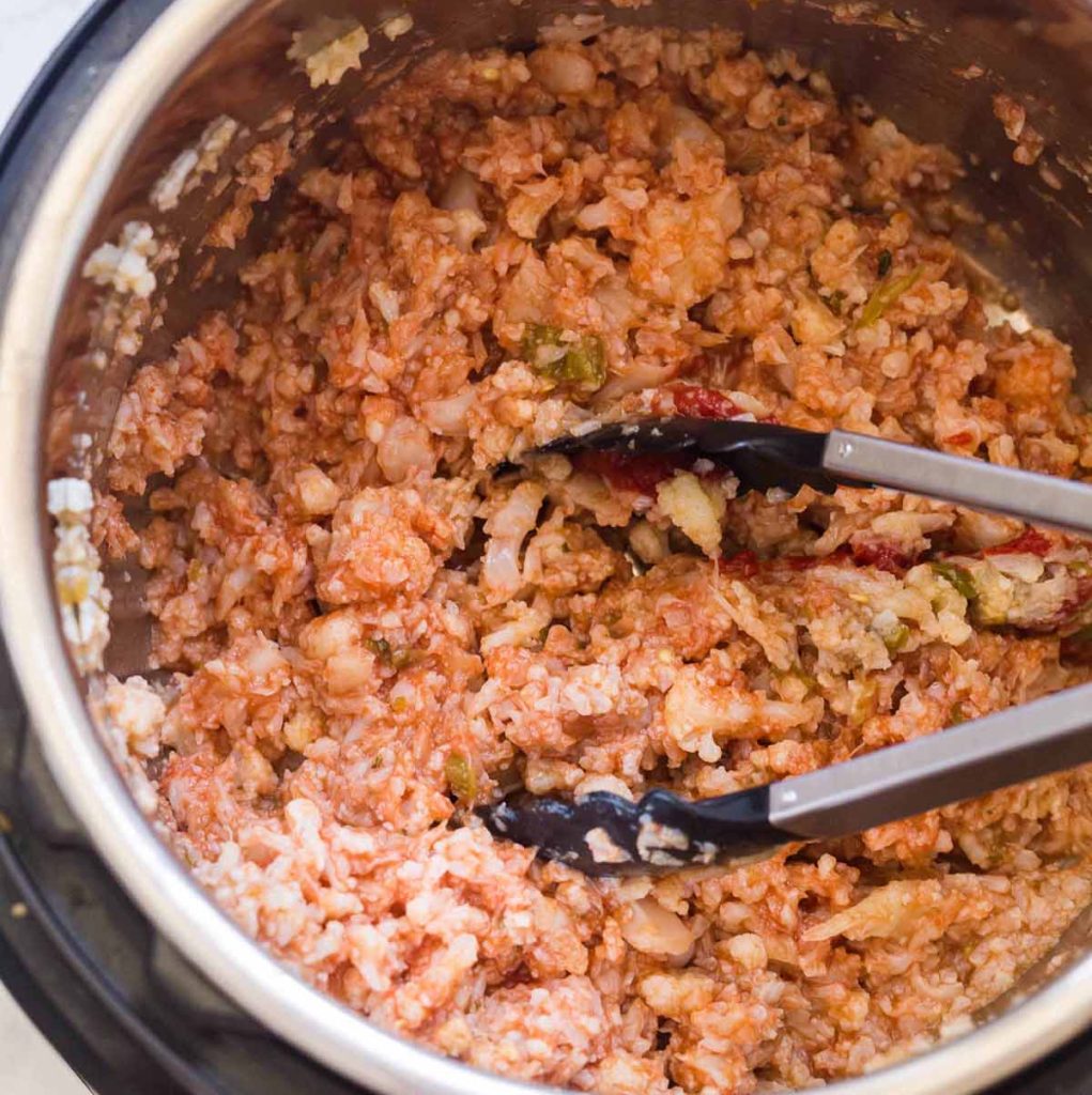 riced spanish cauliflower in an instant pot