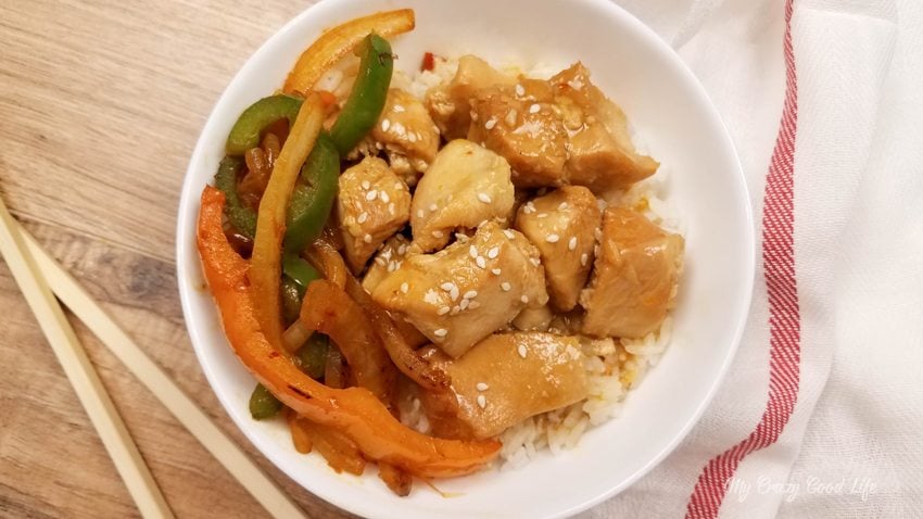Instant Pot healthy Orange Chicken is the perfect easy dinner recipe when you're craving healthy Chinese food! 21 Day Fix Chinese Food | 21 Day Fix Orange Chicken | #InstantPot #21dayfix #healthyrecipe #dinnerrecipe