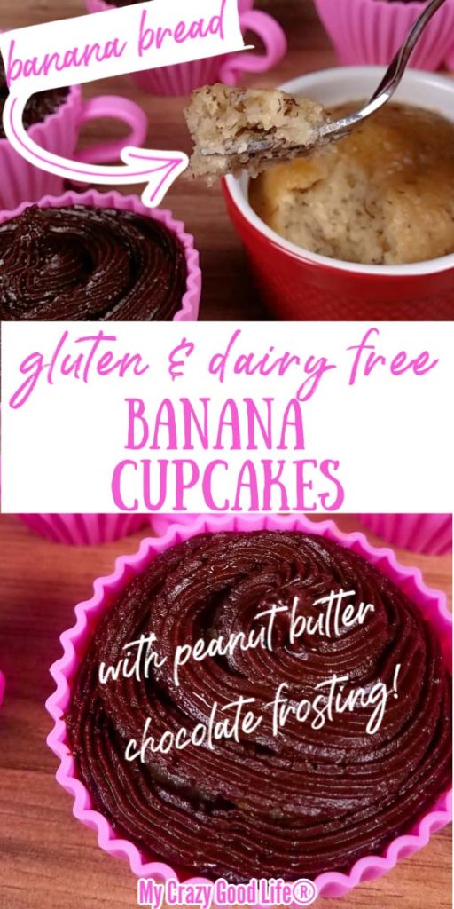image with text of banana bread cupcakes