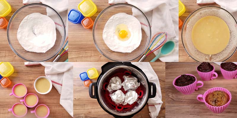 collage of images for how to make instant pot cupcakes