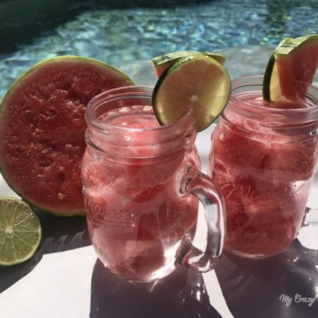 A 100 calorie watermelon margarita is crisp, refreshing, and easy to make. It's great after a long day, also perfect for those poolside afternoons and more!