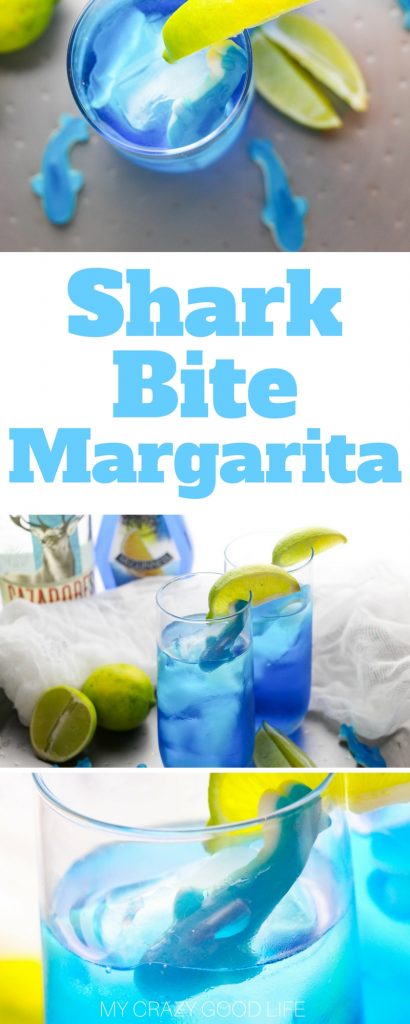 There's nothing better than curling up on the couch and enjoying Shark Week with a drink! This fun Shark Bite Margarita is the perfect Shark Week companion! Be careful... this one is strong, and it bites back! Shark Week Cocktails | Blue Margarita | Shark Week Margarita