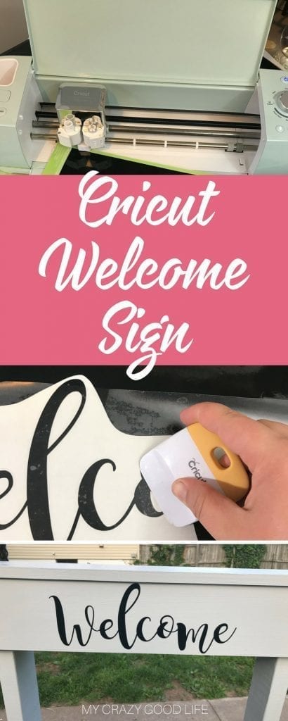 This Cricut welcome sign is a great weekend project. It's not too complicated and a DIY plant hanger makes a lovely addition to the front yard, porch, or give it as a gift!