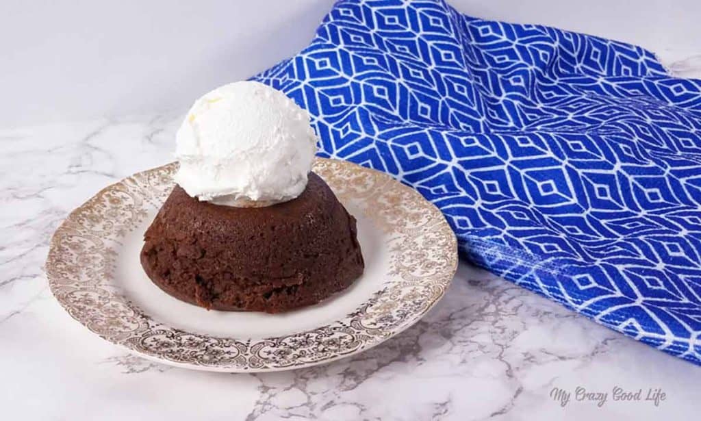 image of Healthy Instant Pot Lava Cake with whipped cream on top