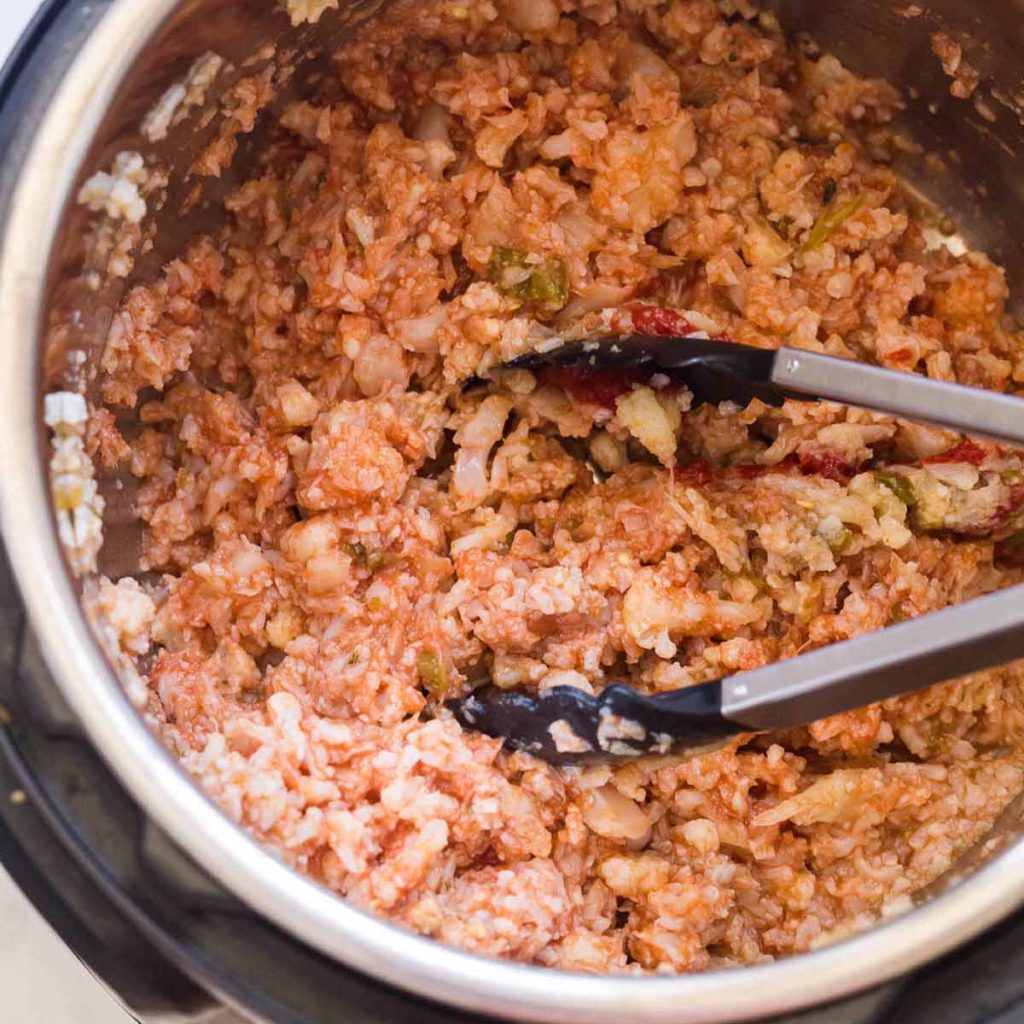 riced spanish cauliflower in an instant pot