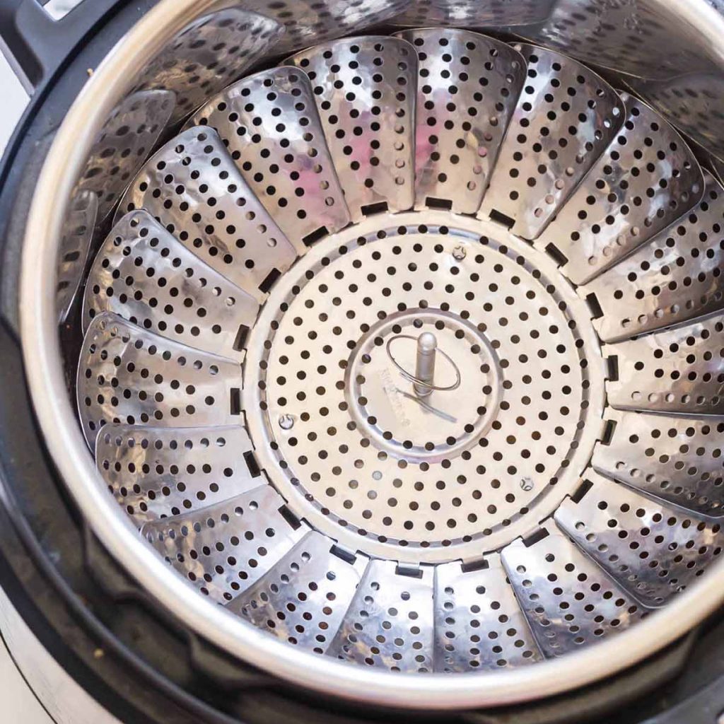 steaming basket inside of an Instant Pot