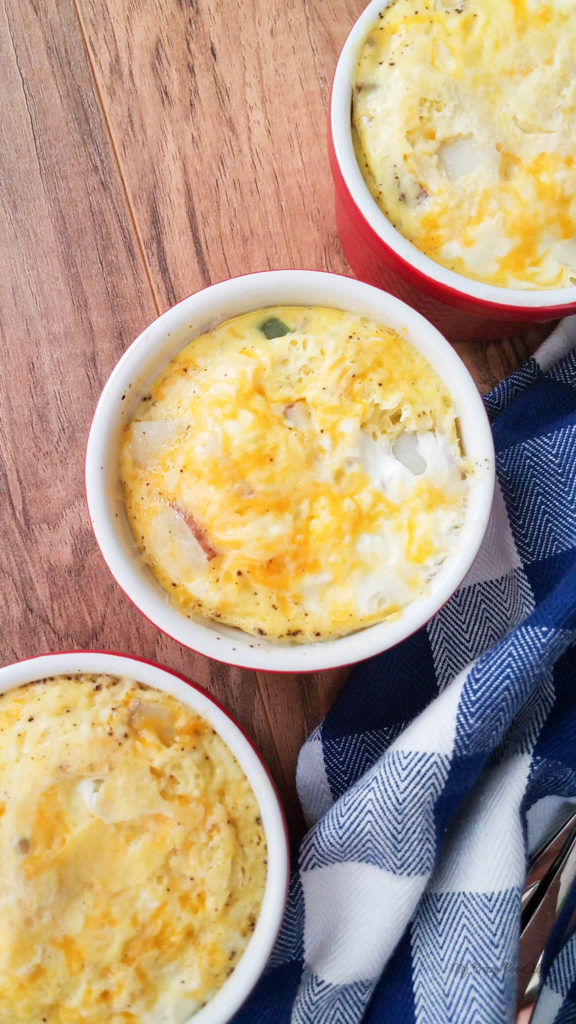 mini frittatas in red and white dishes