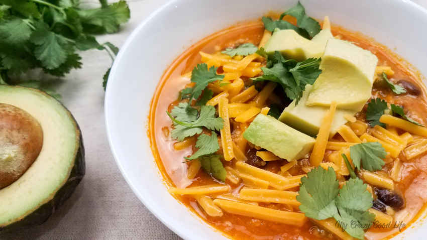 sweet potato chili in a white bowl.