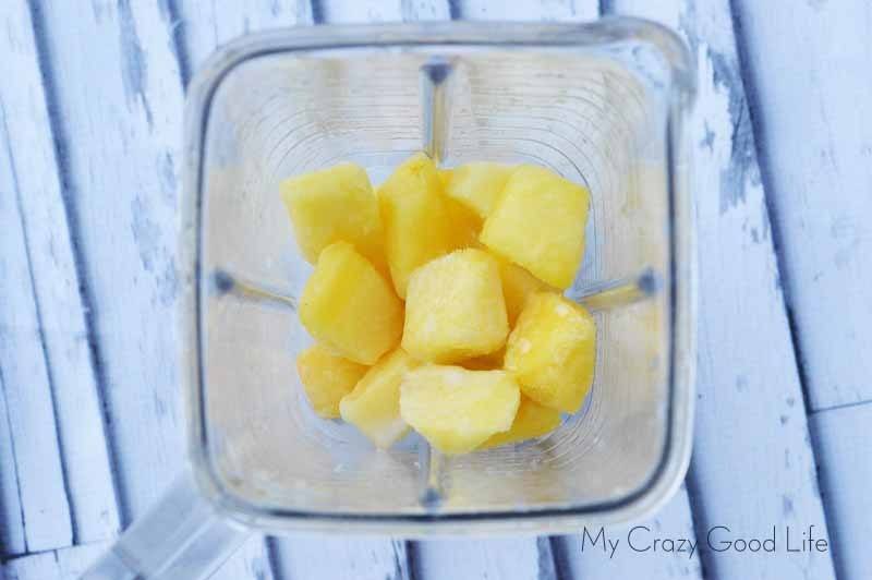 The view inside the blender when making a dole whip weight watchers recipe.