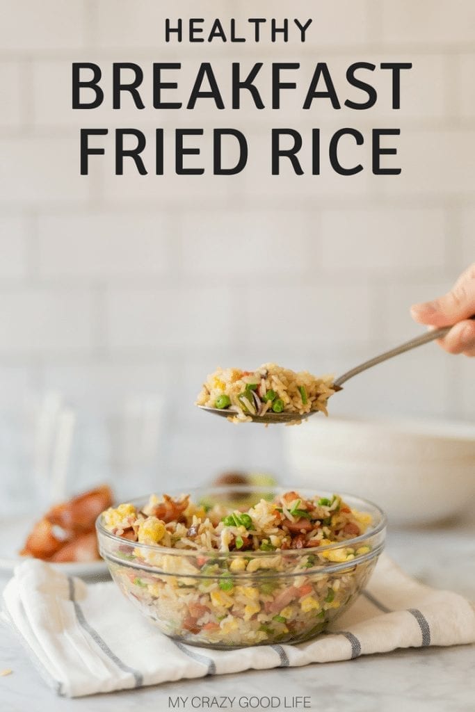 This 21 Day Fix Breakfast Fried Rice recipe is the perfect way to start your day! This bacon fried rice can be a filling breakfast or breakfast side dish! #beachbody #21dayfix #friedrice #breakfast