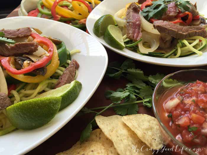 Hop on board the zoodles train! This Weight Watchers steak fajita zoodles recipe is perfect for the whole family! #weightwatchers #recipes #zoodles