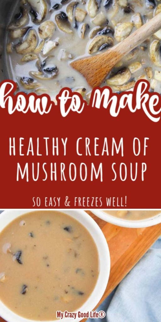 image with text for pinterest for cream of mushroom soup