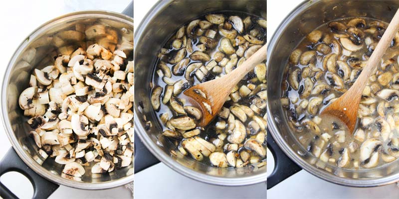 collage of how to make cream of mushroom soup