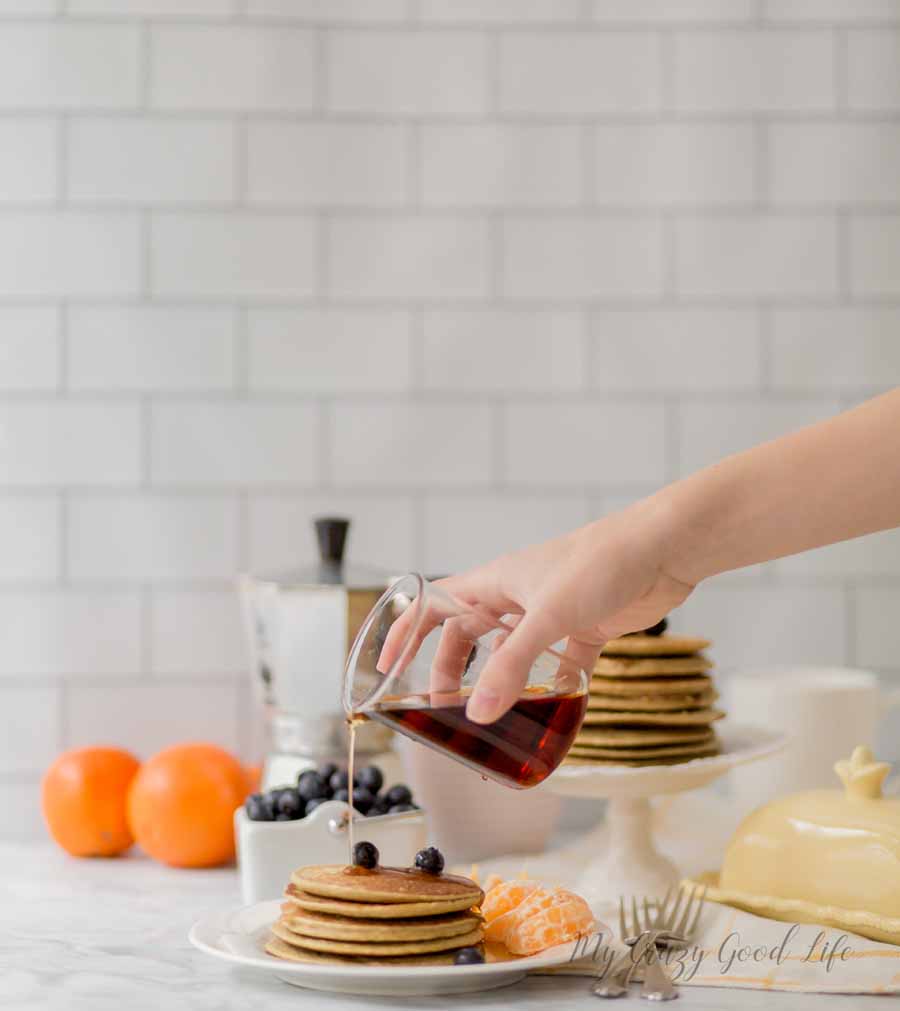 These flour free pancakes are a family favorite! These flour free pancakes are the best breakfast recipe! They're so filling, and a great way to start the day. These can easily be made into dairy free pancakes by omitting the cottage cheese and adding in a banana instead. #breakfast #glutenfree #recipes