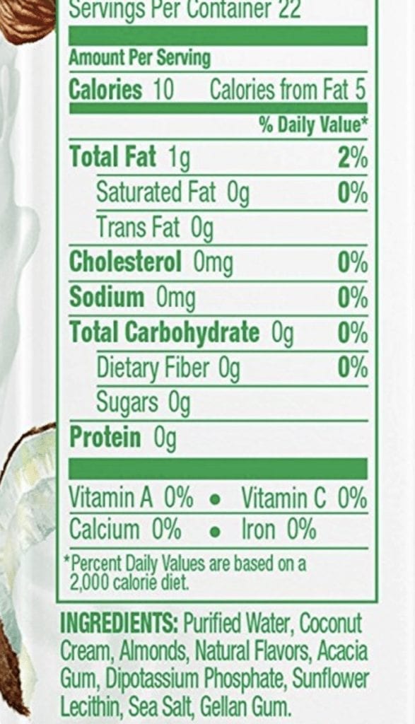 Nutpods Coffee Creamer Nutrition Information