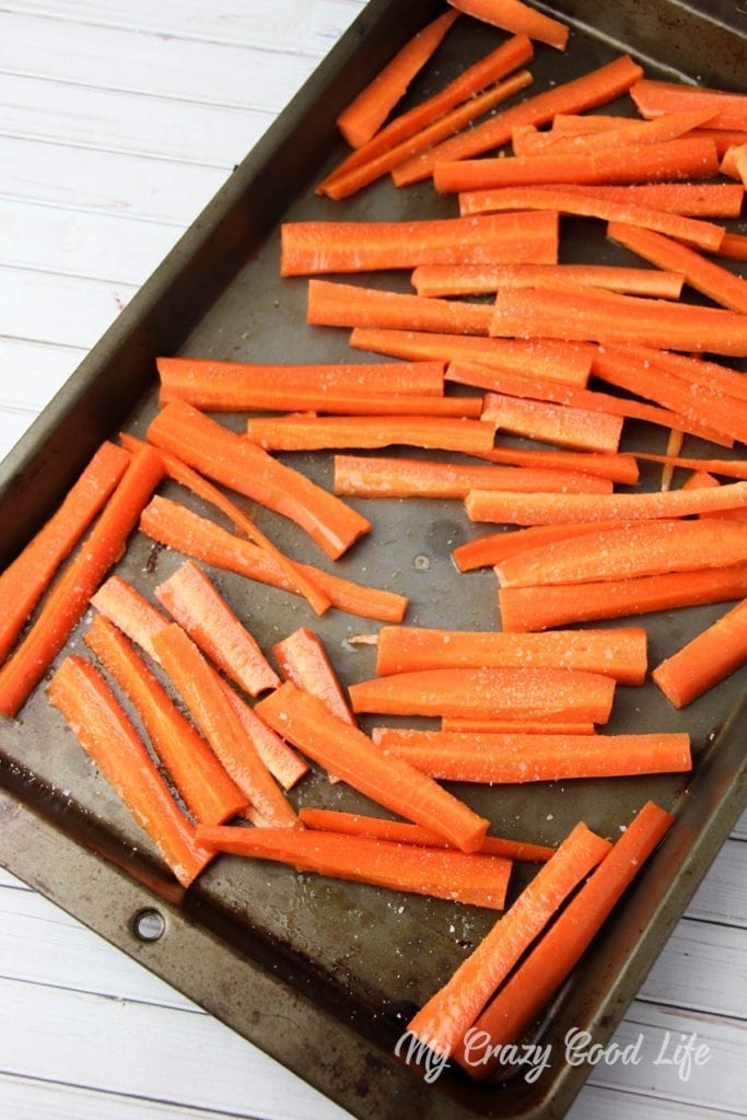 carrot fries ready for the oven