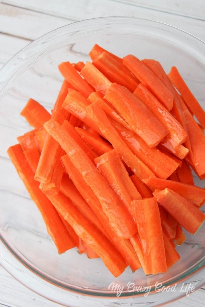 carrot strips getting ready to be made into fries!