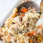 a scoop of tuna casserole