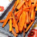 Recipe for Baked Carrot Fries in a dish