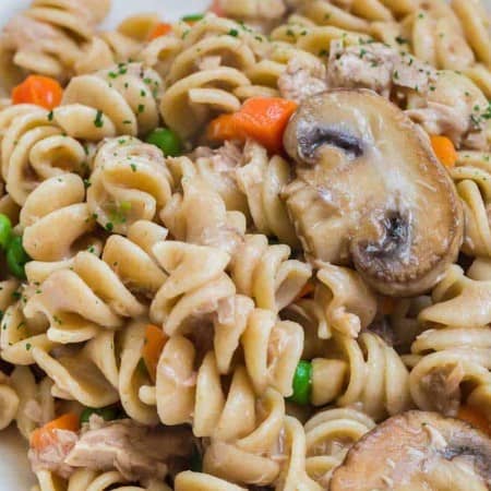close up of healthy slow cooker tuna casserole