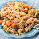 close up of slow cooker healthy tuna casserole