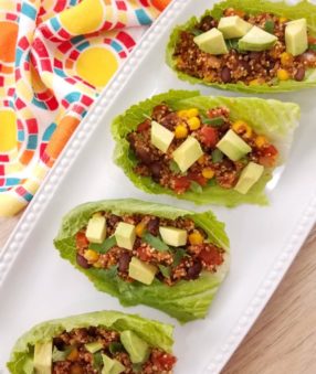 These Quinoa Tacos are the perfect vegan taco recipe! Make these in the Instant Pot, Slow Cooker, or on the Stove. Whether you're looking for a meatless Monday recipe or just a vegetarian taco recipe, these are a great family friendly meal. Quinoa and black beans make for a filling taco recipe! #21DayFix #Vegan #Vegetarian #InstantPot #SlowCooker