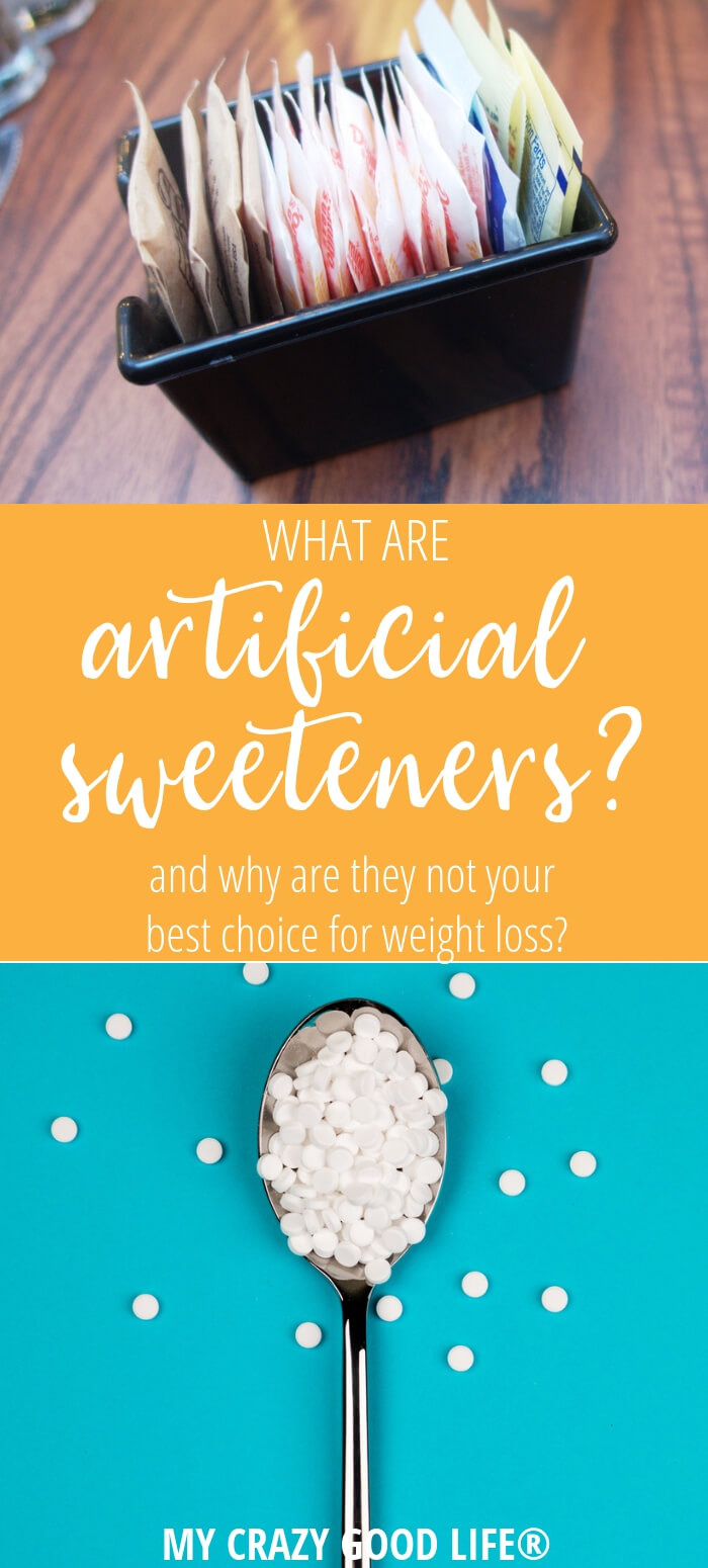 image with text of artificial sweeteners in packets and on a spoon