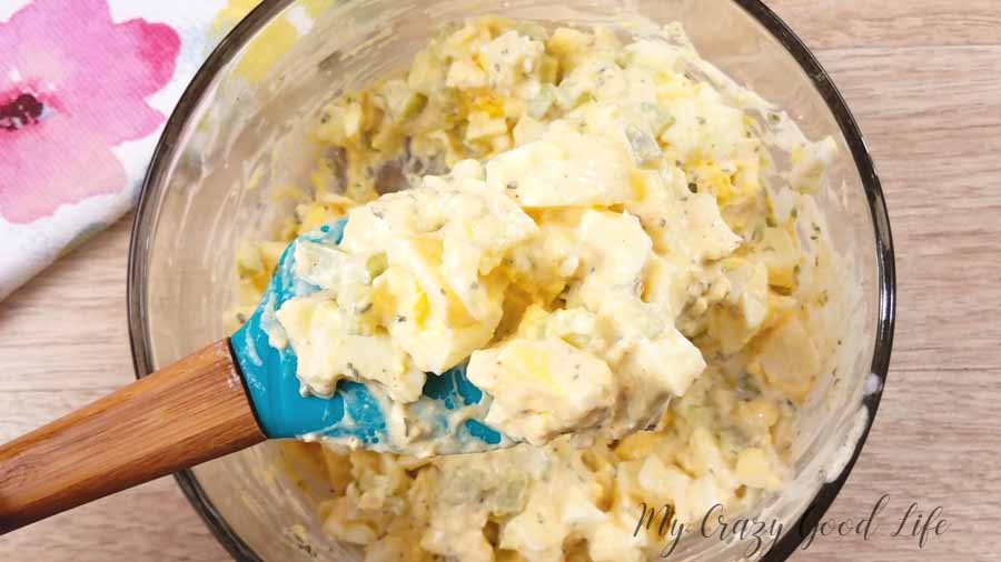 I can never have enough eggs on hand. They are such a great source of protein. I hard boil with the Instant Pot, include them in salads, whip them up for breakfast dishes, and lately I've been using them in this delicious and healthy egg salad recipe. #healthyrecipes #eggsalad #21dayfix #deliciousrecipes #lunchrecipes 