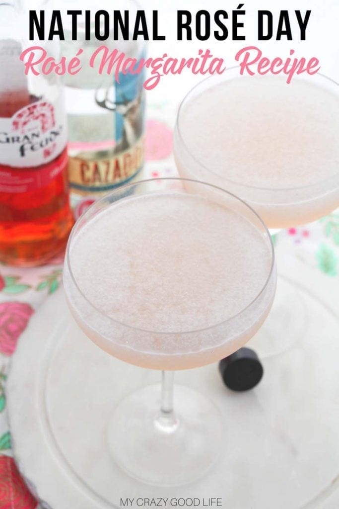 Did you know that National Rosé Day is in June?! We will get to celebrate a holiday that actually has some merit and what better way to celebrate than with one of my favorite things: a wine margarita! Give this Rosé margarita a try, the recipe makes two...but I'm not saying you have to share! #cocktails #rose #wine #drinks #margaritas #summercocktails
