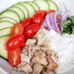 These healthy chicken gyro bowls with homemade tzatziki sauce are the perfect summer family meal! Delicious gyro chicken with fresh vegetables and homemade tzatziki sauce make this meal prep recipe one to save! #veggiesmost #2bmindset #21dayfix #mealprep #beachbody #dinnerrecipe #gyrobowl #healthydinner
