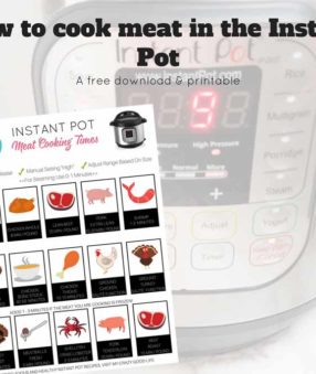 If you've ever used the Instant Pot you know how easy it is to make delicious dinners for the whole family. When I'm getting ready to make dinner I'm always looking up Instant Pot cooking times for meat. Instead of always having to flip through my book or look it up online, I made a cute little cheat sheet! #21dayfix #2bmindset #21dfx #instantpot #pressurecooking #printables