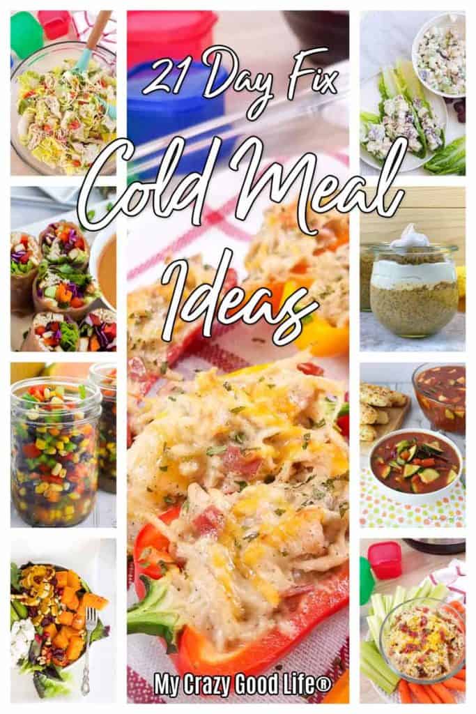 collage of cold meal ideas for the 21 day fix