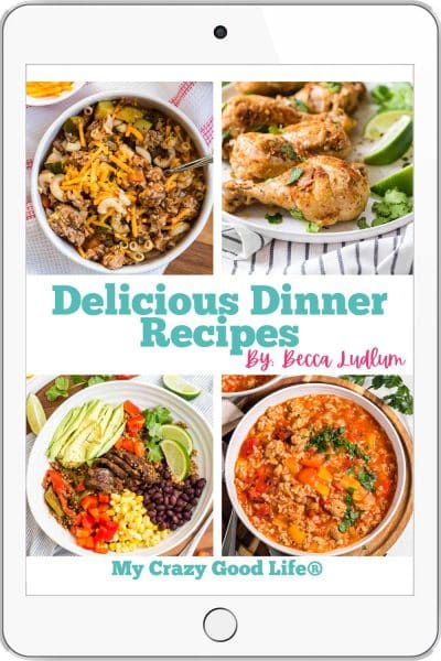 ipad with cover of Delicious Dinner Recipes ebook