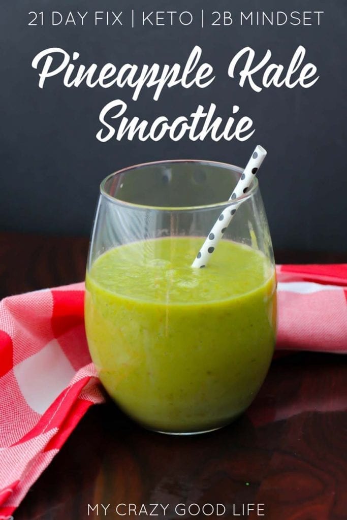 Warm weather means cool breakfasts are a must! This Pineapple Kale Smoothie is also Keto friendly! Kale Pineapple Smoothie | Pineapple Smoothie | Keto Smoothie #2BMindet #21DayFix #21DFX #veggiesmost #healthyrecipes #smoothies