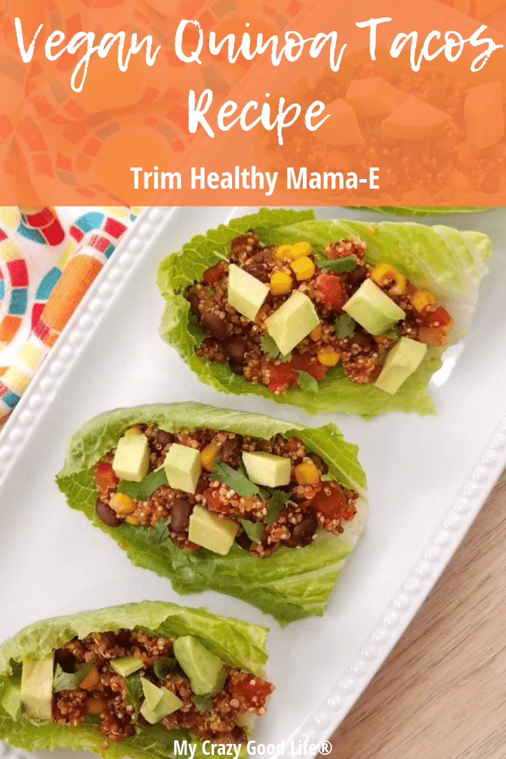 Trim Healthy Mama tacos with plan info listed at the top.