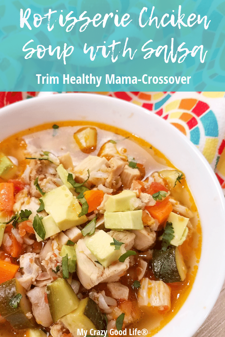 Trim healthy mama info on a pin showing the finished soup recipe.