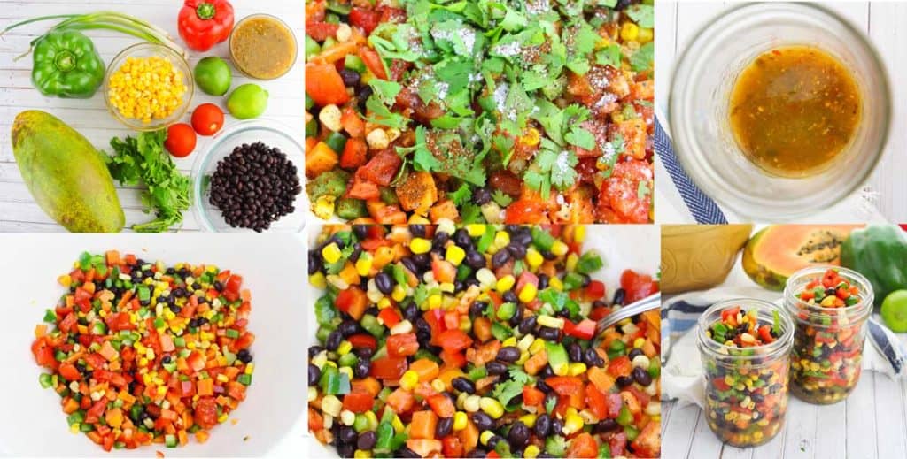 collage showing how to make summer confetti salad