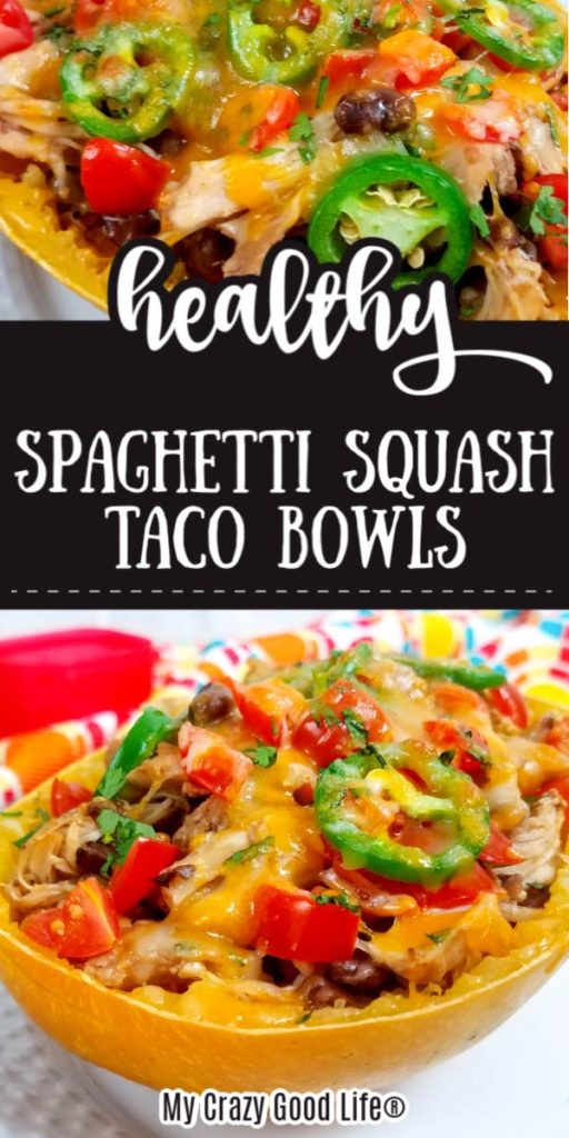 image of spaghetti squash tacos with text for pinterest