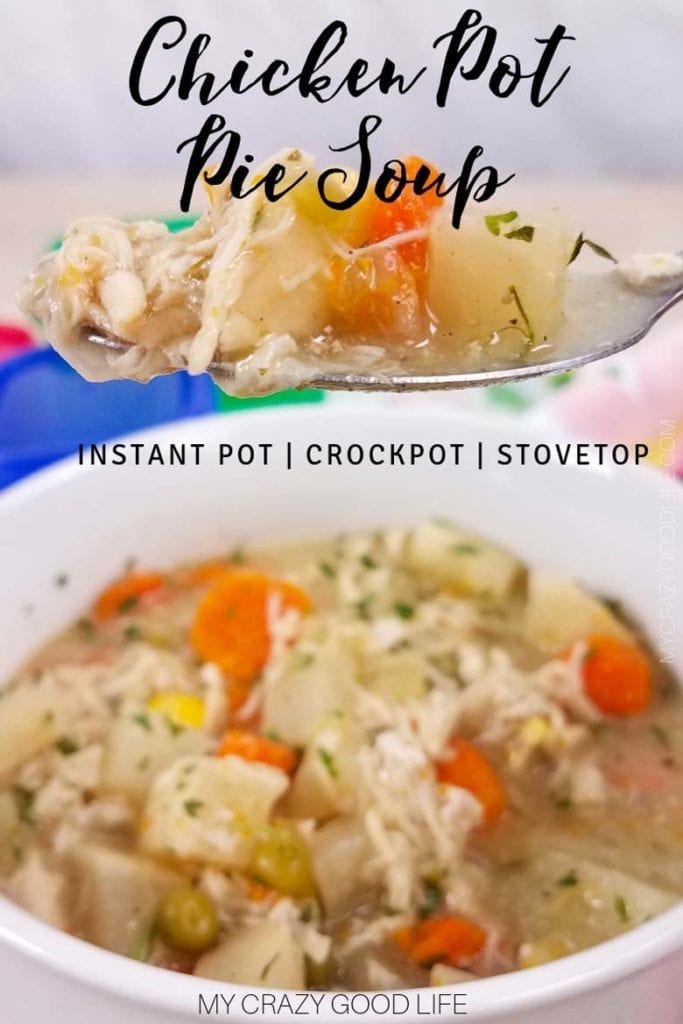 This healthy and easy Chicken Pot Pie soup is easy to whip up in your Instant Pot, slow cooker, or on the stove! This pressure cooker or crockpot soup is the easiest chicken pot pie recipe you'll make! 21 Day Fix Soup | 21 Day Fix Chicken Pot Pie | 2B Mindset Lunch Recipe #21dayfix #healthy #2bmindset