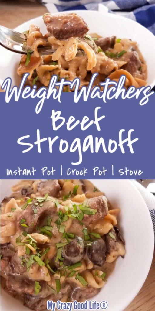 collage image of stroganoff with text for Pinterest