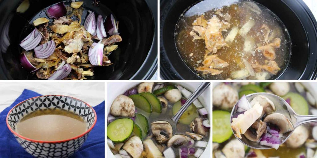 Healthy Chicken Bone Broth Soup collage