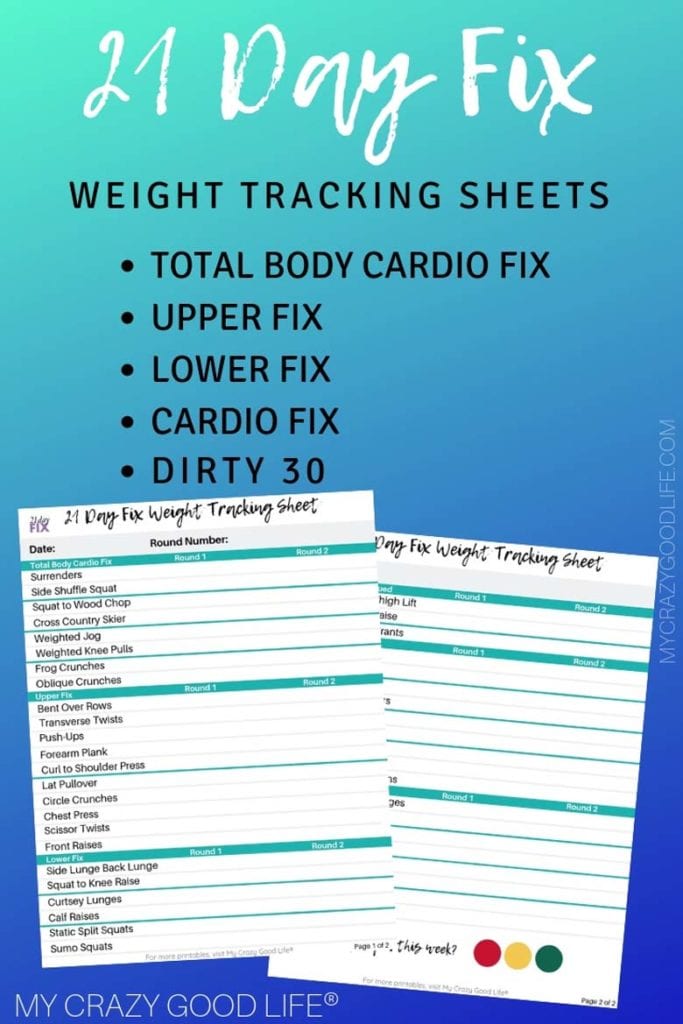 21 Day Fix Weight Tracker Printable