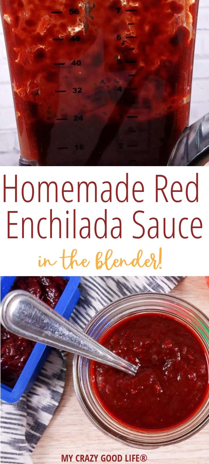 image with text–red enchilada sauce in clear mason jar