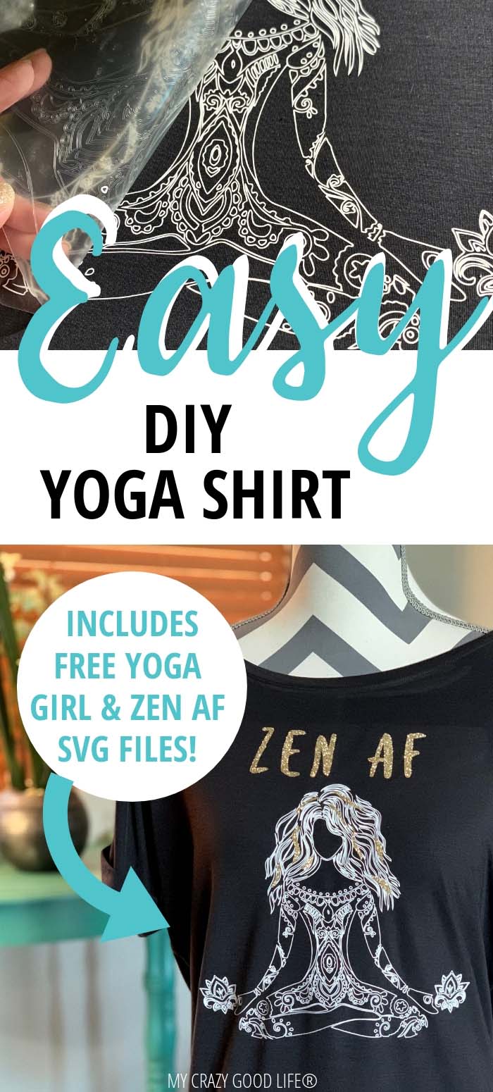 image with text of black tshirt and cricut design yoga girl
