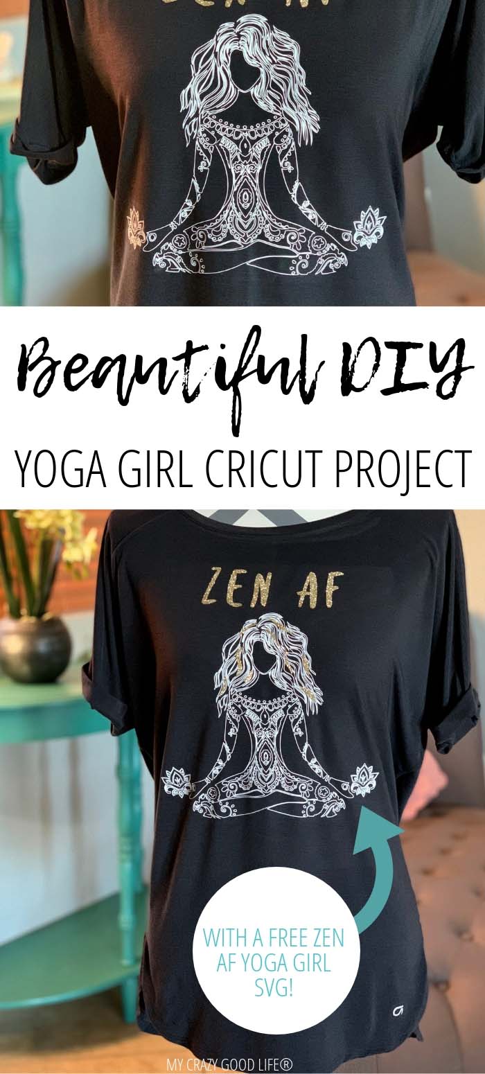 image with text of black tshirt and cricut design yoga girl