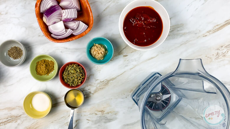 ingredients in marinade set out on counter