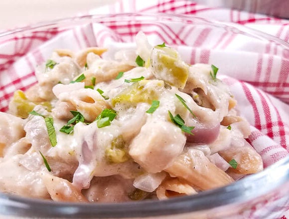 This healthy Chicken Philly Cheesesteak Pasta recipe is a delicious Instant Pot recipe that can also be made in the Crock Pot or on the stove! Cheesy pasta with chicken and peppers–this simple but delicious recipe is healthy and family friendly.