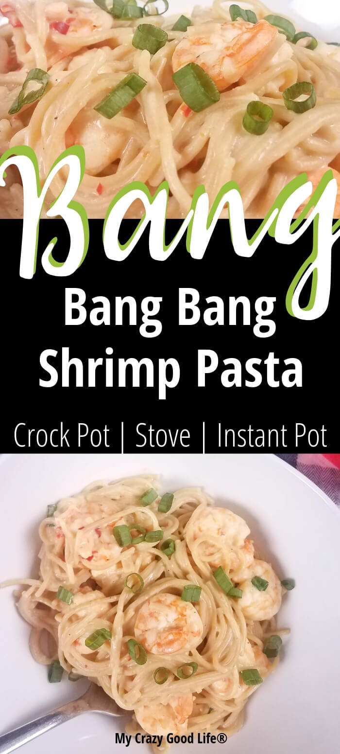 This healthy Bang Bang Shrimp pasta will satisfy your craving without all of the calories! With just the right amount of sweet and spicy, this is a healthy Chinese food recipe for the entire family. Instant Pot Bang Bang Shrimp | Crock Pot Bang Bang Shrimp | Seafood Recipes 