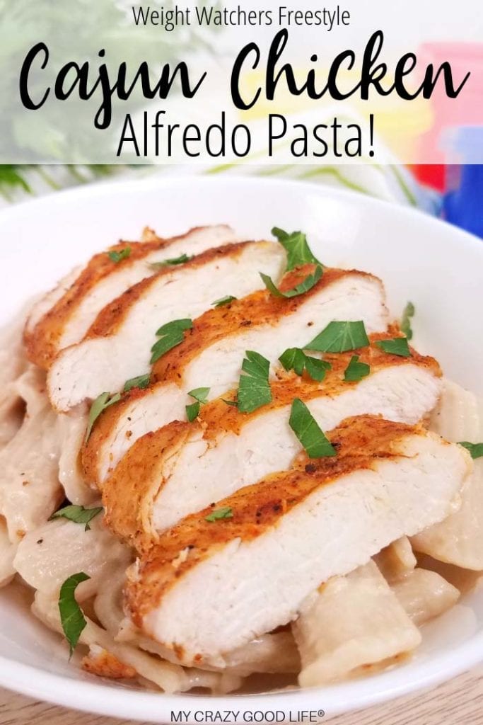 Weight Watchers cajun chicken alfredo is a family friendly healthy dinner recipe. This spicy twist on your favorite chicken alfredo is versatile and easy to make! 